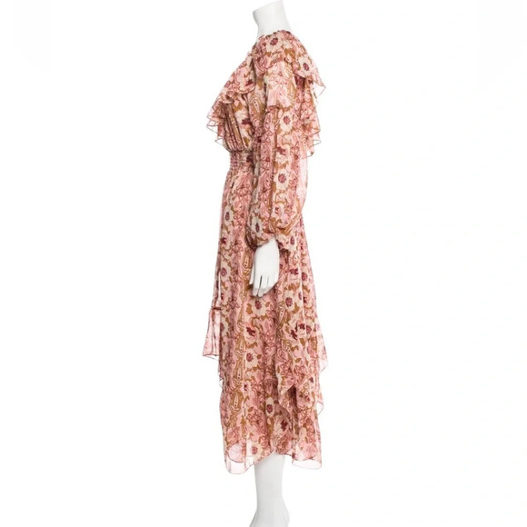 MISA Vola Floral One Shoulder Midi Dress San Lorenzo Flora Pink Size XS NWT - Picture 8 of 15